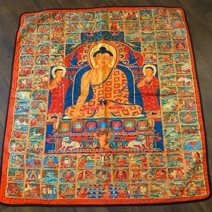 Buddhist meditation blanket quilt Jataka Tales Buddha excellent condition